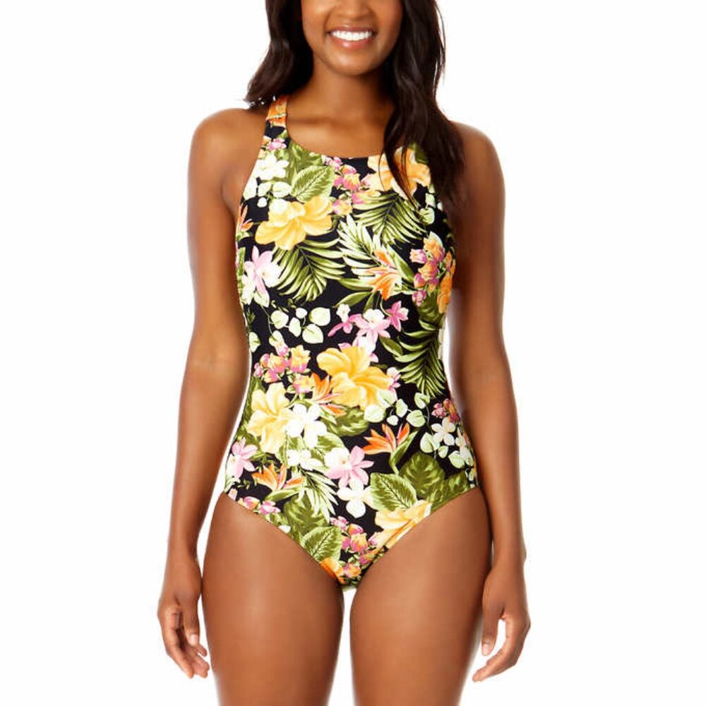 Hurley Black Tropical Floral One-Piece Swimsuit